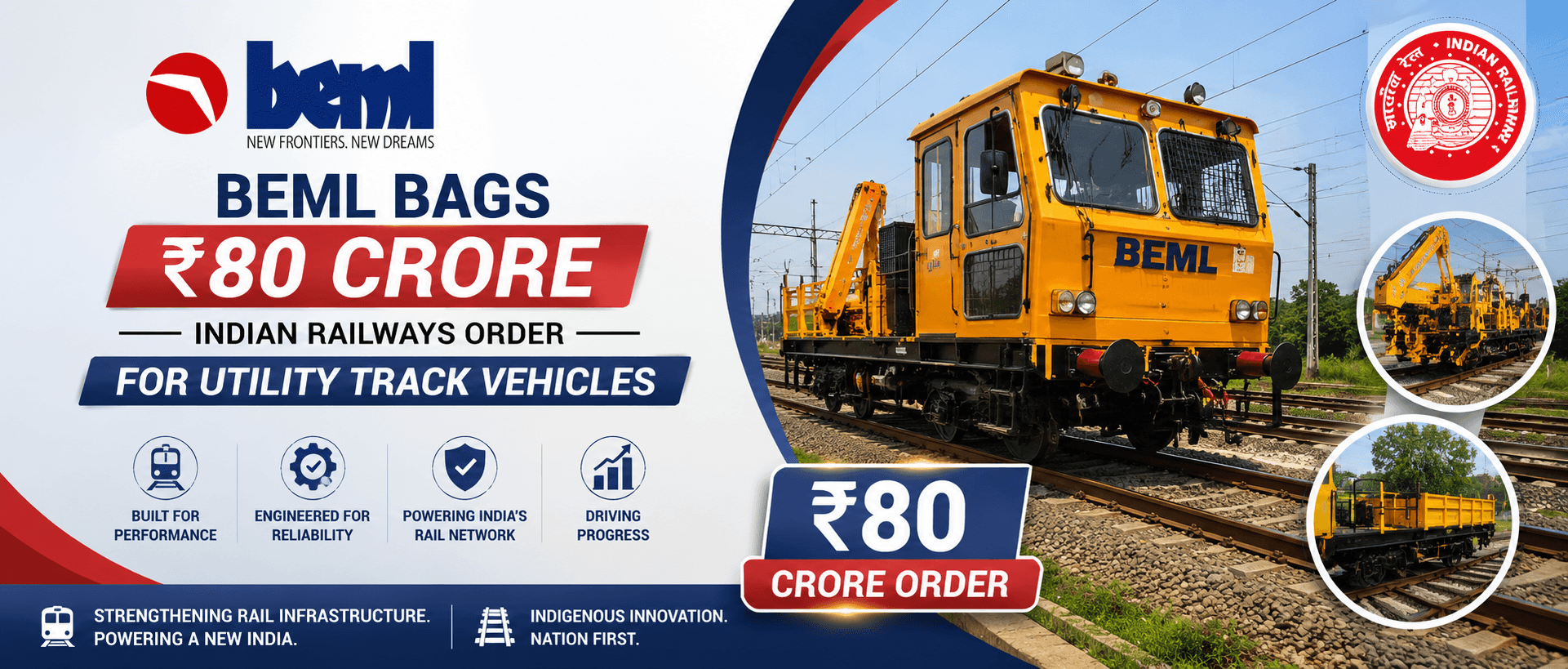BEML Bags ₹80 Crore Indian Railways Order for Utility Track Vehicles