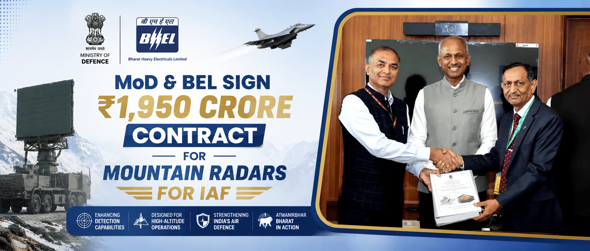 MoD & BEL Sign ₹1,950 Crore Contract for Mountain Radars for IAF